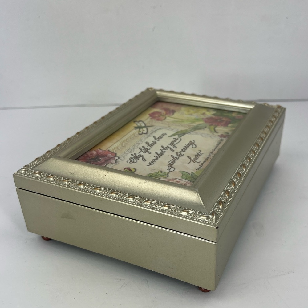 SANKYO MUSIC BOX, JEWELRY BOX, WOODEN BOX, GOLD ROSE COLOR, PLAYS AMAZING GRACE - Picture 3 of 17
